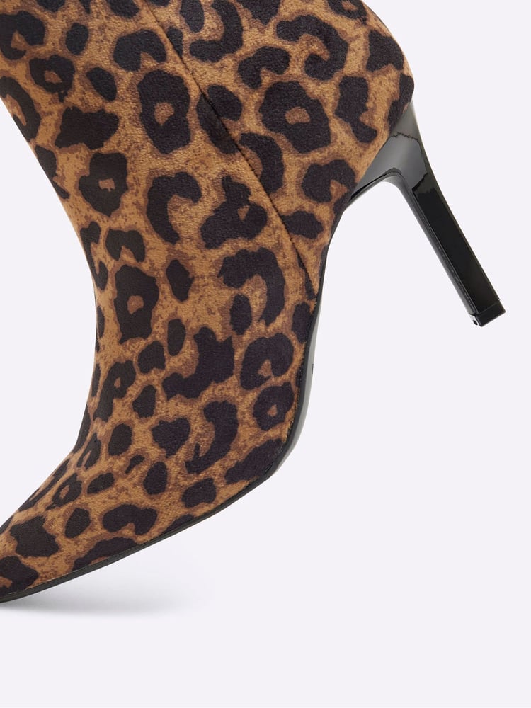 River Island Brown Leopard Heeled Ankle Boots - Image 6 of 6 River Island Brown Leopard Heeled Ankle Boots - Image 6 of 6