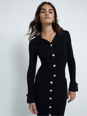 River Island Black Button Polo Top - Image 1 of 6