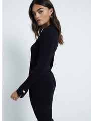 River Island Black Button Polo Top - Image 2 of 6