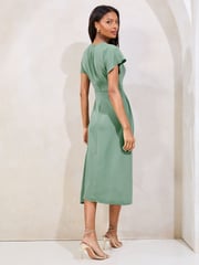 Lipsy Green Keyhole Knot Front Short Sleeve Midi Dress - Image 4 of 4