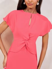 Lipsy Pink Keyhole Knot Front Short Sleeve Midi Dress - Image 2 of 4