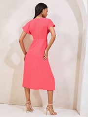 Lipsy Pink Keyhole Knot Front Short Sleeve Midi Dress - Image 4 of 4
