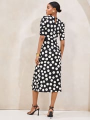 Lipsy Monochrome Spot Jersey Keyhole Underbust Midi Dress - Image 4 of 4