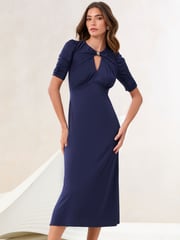 Lipsy Navy Blue Jersey Keyhole Underbust Midi Dress - Image 1 of 5