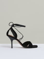 Reiss Black Alexis Suede Strappy Heeled Sandals - Image 1 of 5