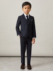 Reiss Navy Hope 9-14 yrs Wool-Blend Suit Trousers - Image 1 of 5