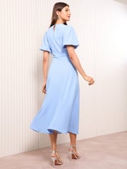 Friends Like These Blue Scuba Midi Dress With Diamante Necklace Trim - Image 4 of 5