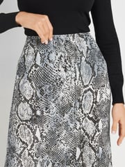 Long Tall Sally Grey Snake Effect Midaxi Skirt - Image 4 of 5
