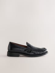 Black Rouched Front Leather Loafers - Image 2 of 5