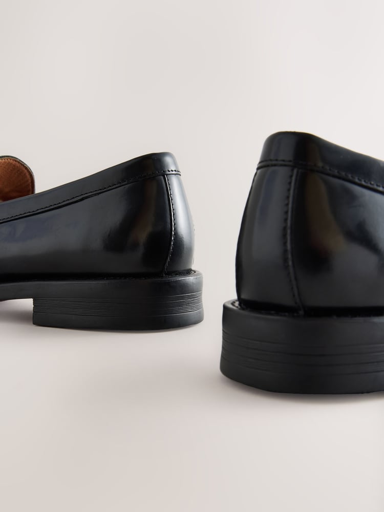 Black Rouched Front Leather Loafers - Image 5 of 5