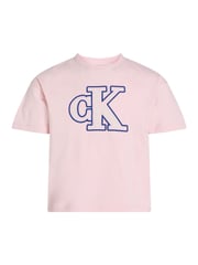 Calvin Klein Pink Monologo Glitter 100% Cotton T-Shirt - Image 4 of 5