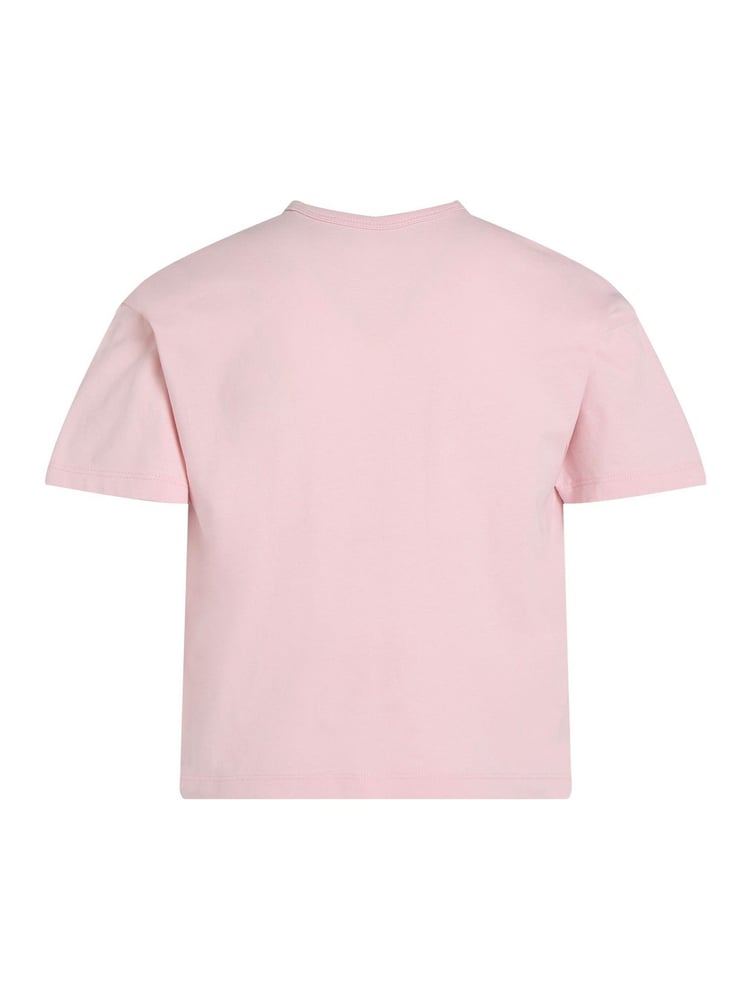 Calvin Klein Pink Monologo Glitter 100% Cotton T-Shirt - Image 5 of 5