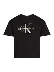 Calvin Klein Black Monologo Glitter 100% Cotton T-Shirt - Image 4 of 5