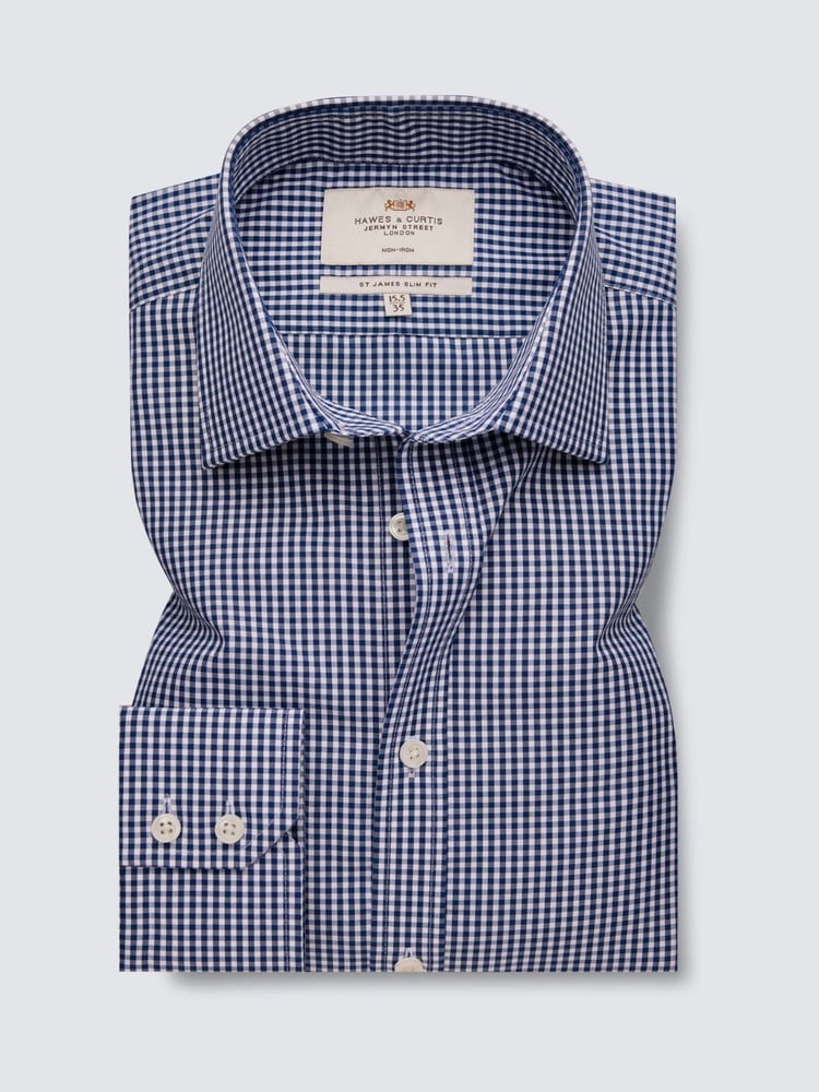 Hawes & Curtis Slim Fit Non Iron Gingham Check 100% Cotton Shirt - Image 1 of 3