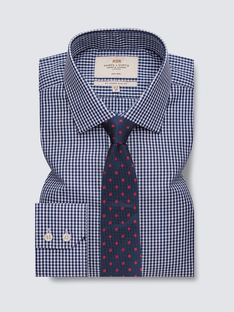 Hawes & Curtis Slim Fit Non Iron Gingham Check 100% Cotton Shirt - Image 2 of 3