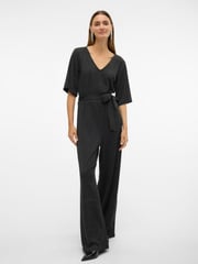 VERO MODA Black Short Sleeve Glitter Jumpsuit - Image 1 of 4