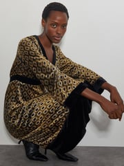Monsoon Brown Jade Velvet Jacquard Midi Dress - Image 2 of 3