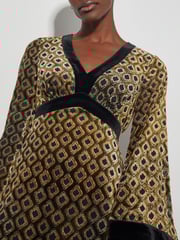 Monsoon Brown Jade Velvet Jacquard Midi Dress - Image 3 of 3