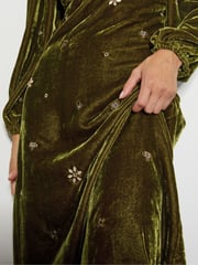 Monsoon Yellow Joyce Embellished Velvet Tea Dress - Image 4 of 5