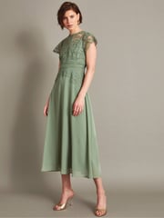 Monsoon Green Monica Lace Midi Dress - Image 1 of 5