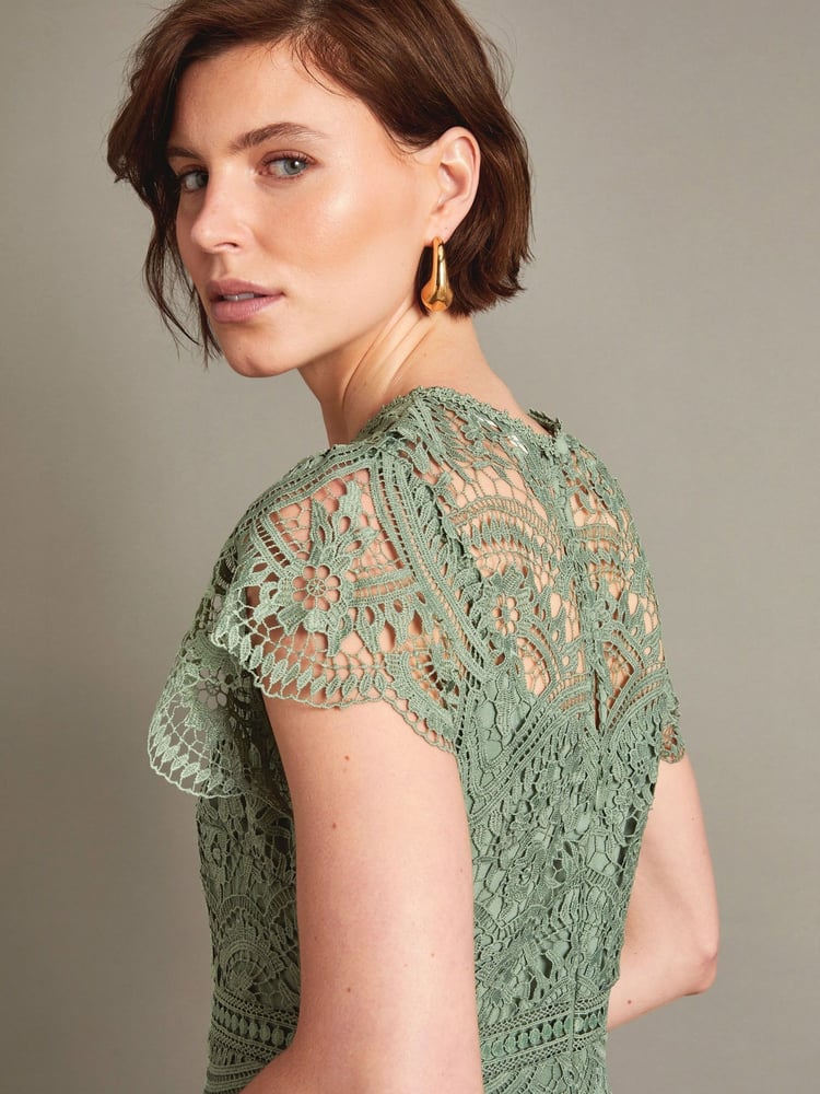 Monsoon Green Monica Lace Midi Dress - Image 2 of 5