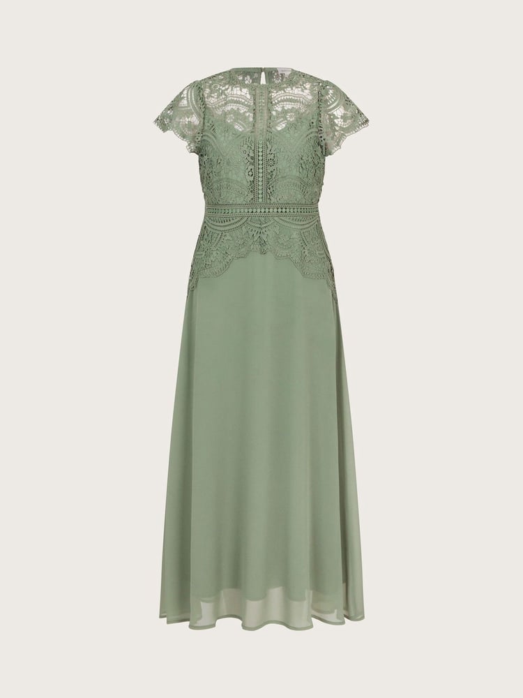 Monsoon Green Monica Lace Midi Dress - Image 5 of 5