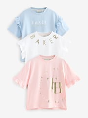 Baker by Ted Baker Frill Detail 100% Cotton T-Shirts 3 Pack - Image 1 of 7