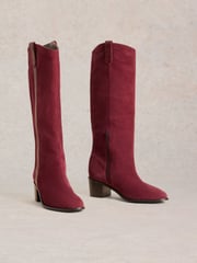 White Stuff Red Izzy Suede Knee High Boots - Image 2 of 4