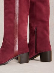 White Stuff Red Izzy Suede Knee High Boots - Image 4 of 4