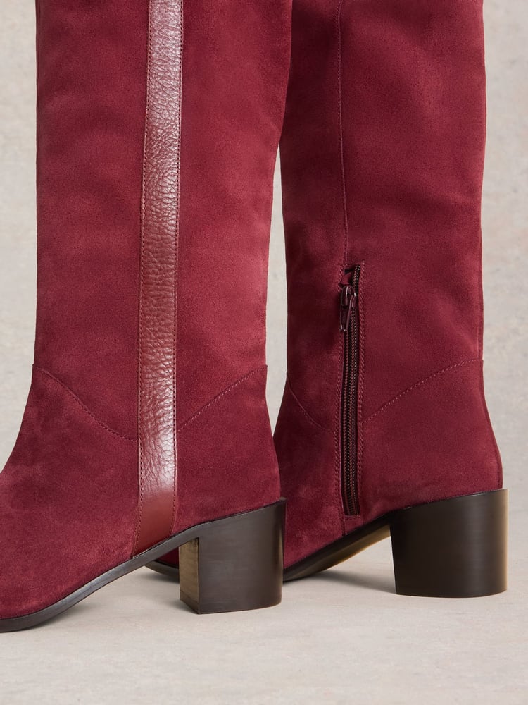 White Stuff Red Izzy Suede Knee High Boots - Image 4 of 4