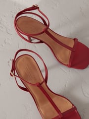 Red Signature Premium Leather Skinny Strap Heeled Sandals - Image 6 of 6