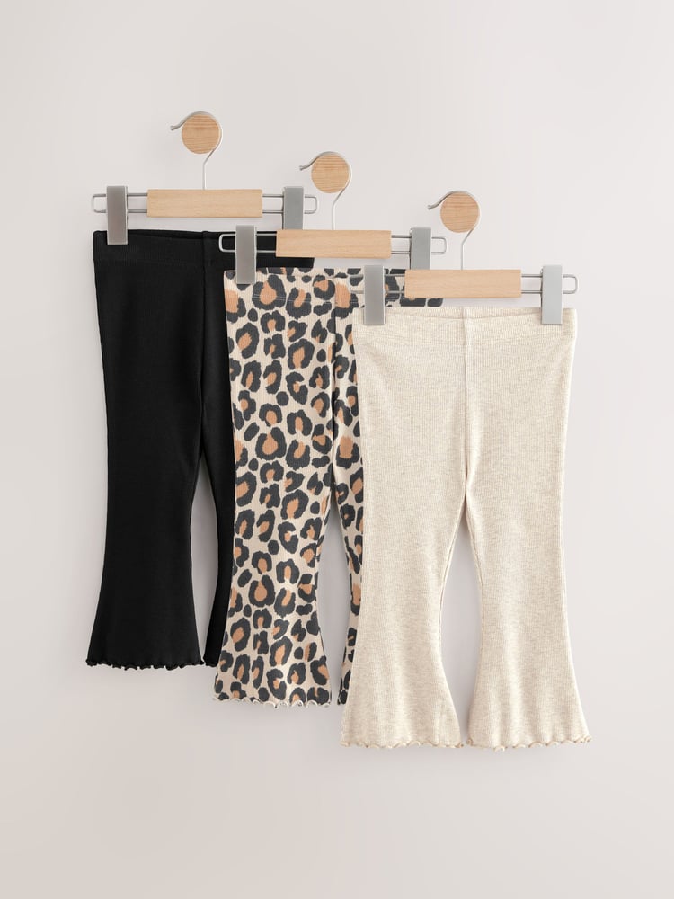 Animal Neutral Flares Leggings 3 Pack (3mths-7yrs) - Image 1 of 7