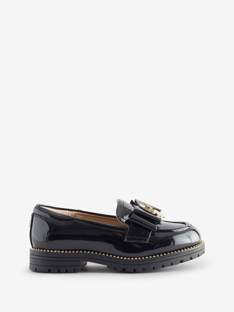 River Island Black Girls Patent Bow Loafers - Image 1 of 5 River Island Black Girls Patent Bow Loafers - Image 1 of 5