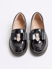 River Island Black Girls Patent Bow Loafers - Image 2 of 5
