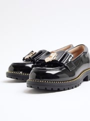 River Island Black Girls Patent Bow Loafers - Image 3 of 5