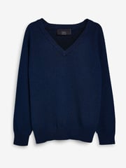 Navy 2 Pack Knitted V-Neck Jumpers (3-16yrs) - Image 4 of 7