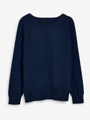 Navy 2 Pack Knitted V-Neck Jumpers (3-16yrs) - Image 5 of 7