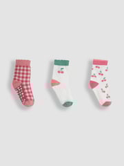 JoJo Maman Bébé Pink 3-Pack Printed Socks - Image 1 of 4