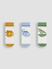 JoJo Maman Bébé Ecru Cream 3-Pack Printed Socks - Image 2 of 6