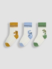 JoJo Maman Bébé Ecru Cream 3-Pack Printed Socks - Image 3 of 6