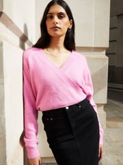 Threadbare Pink Wrap Front Knitted Jumper - Image 1 of 4