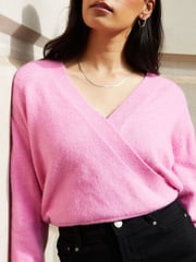 Threadbare Pink Wrap Front Knitted Jumper - Image 4 of 4