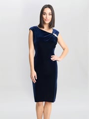 Gina Bacconi Blue Justine Sleeveless Velvet Dress With Trim - Image 1 of 5