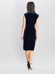 Gina Bacconi Blue Justine Sleeveless Velvet Dress With Trim - Image 2 of 5