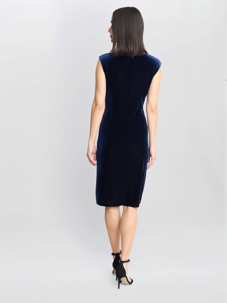 Gina Bacconi Blue Justine Sleeveless Velvet Dress With Trim - Image 2 of 5