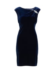 Gina Bacconi Blue Justine Sleeveless Velvet Dress With Trim - Image 5 of 5