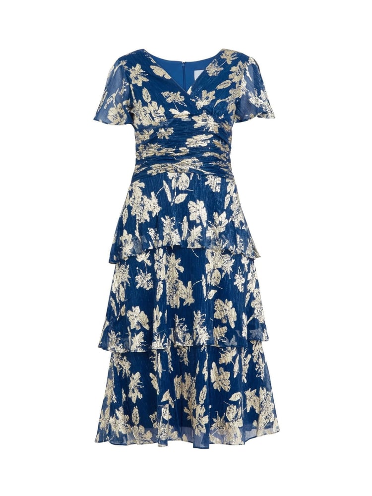 Gina Bacconi Simone Foil Printed Tiered Dress - Image 5 of 5