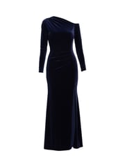 Gina Bacconi Blue Tess Velvet Off Shoulder Dress - Image 6 of 6
