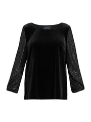 Gina Bacconi Ines Velvet Black Blouse With Illusion Bubble Sleeves - Image 6 of 6
