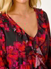 Roman Red Petite Floral Frill Detail Dress - Image 6 of 6